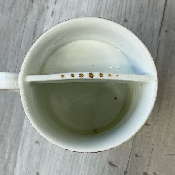 Vintage White Pink Floral Accent Gold Trim Shaving Mug Cup Decor - Picture 5 of 9